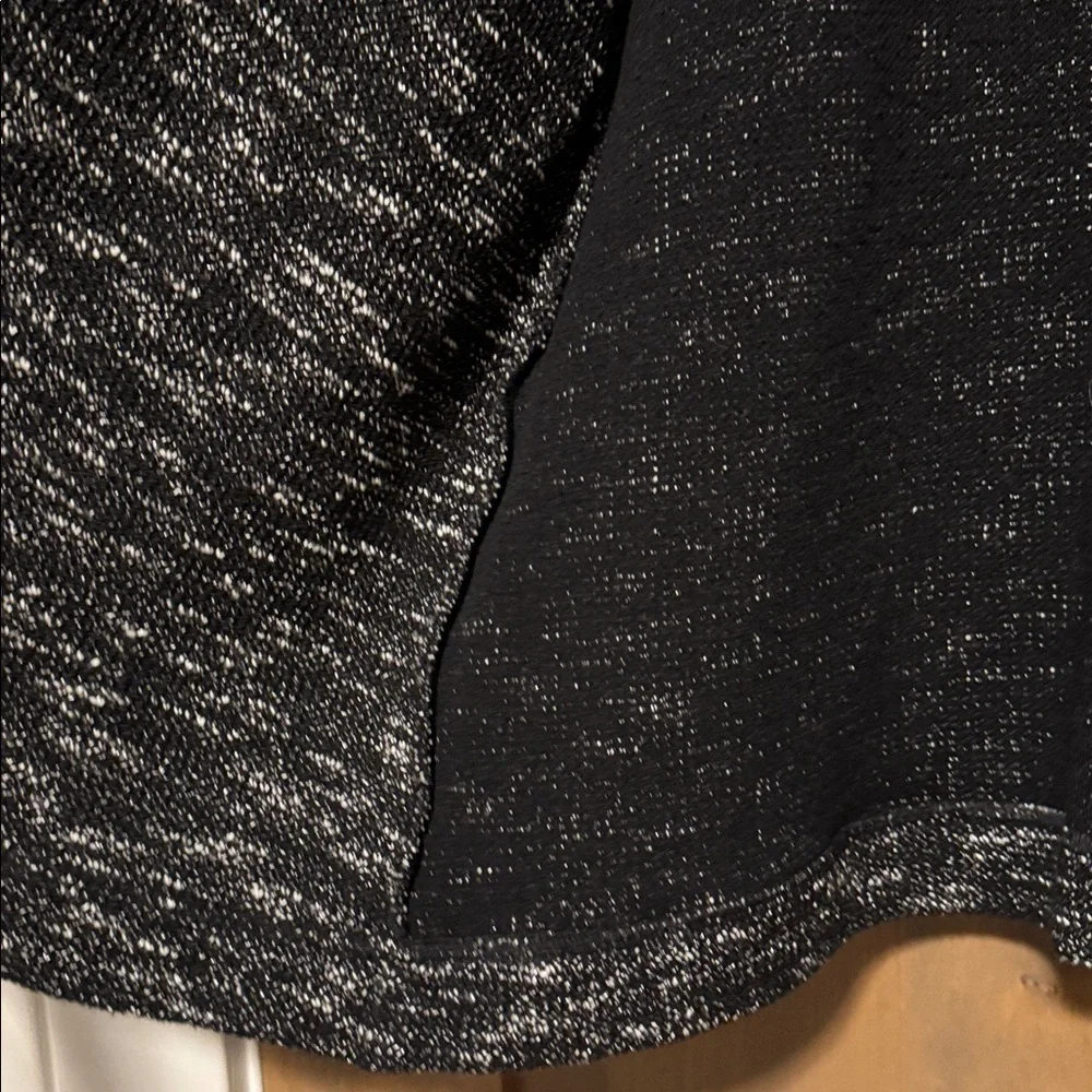 EILEEN FISHER Micro Tweed Open Front Cardigan Jacket Womens PL Marble Blk/white